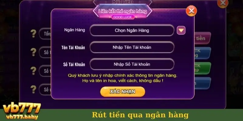 Rút tiền qua ngân hàng