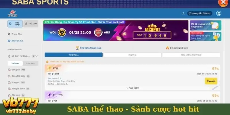 SABA thể thao - Sảnh cược hot hit
